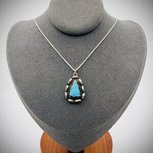 Navajo Sterling Silver “R Platero” Turquoise Pendant – 1″ × ¾″, 4 g